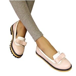 Pink Bow Loafers for Women